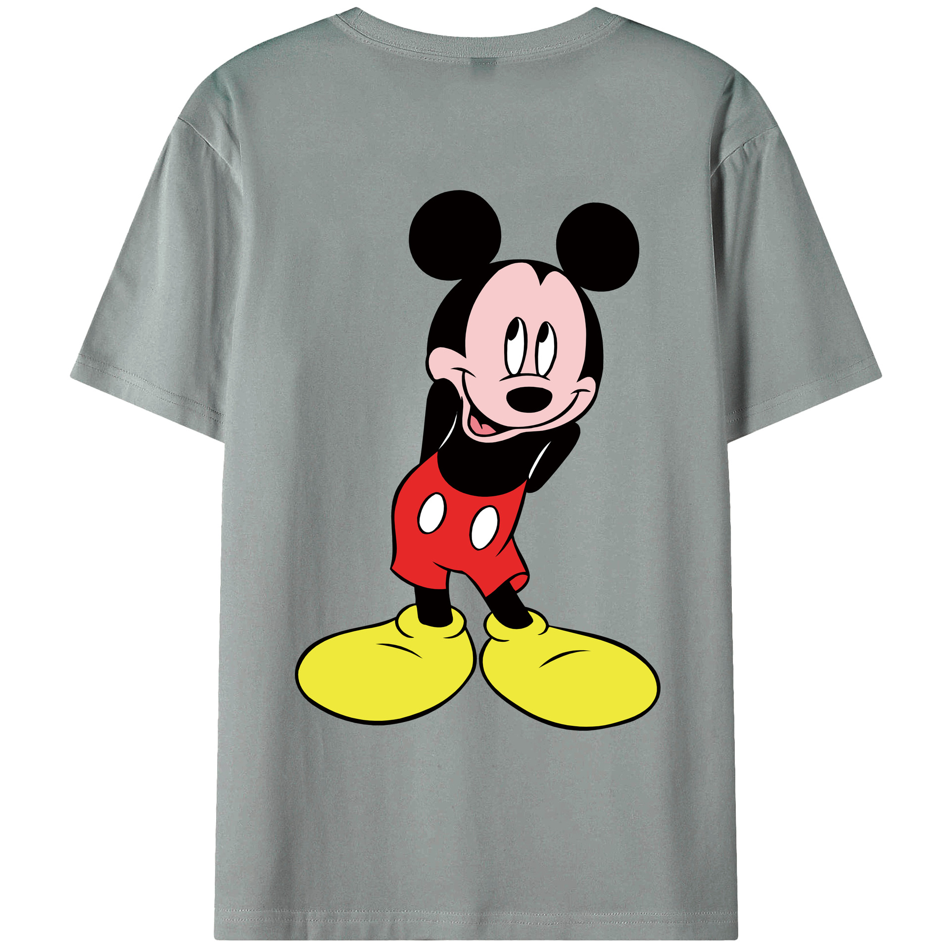 ミッキーマウス Mickey Mouse 綿100％ メンズ半袖Tシャツ（バックプリント） 通気性